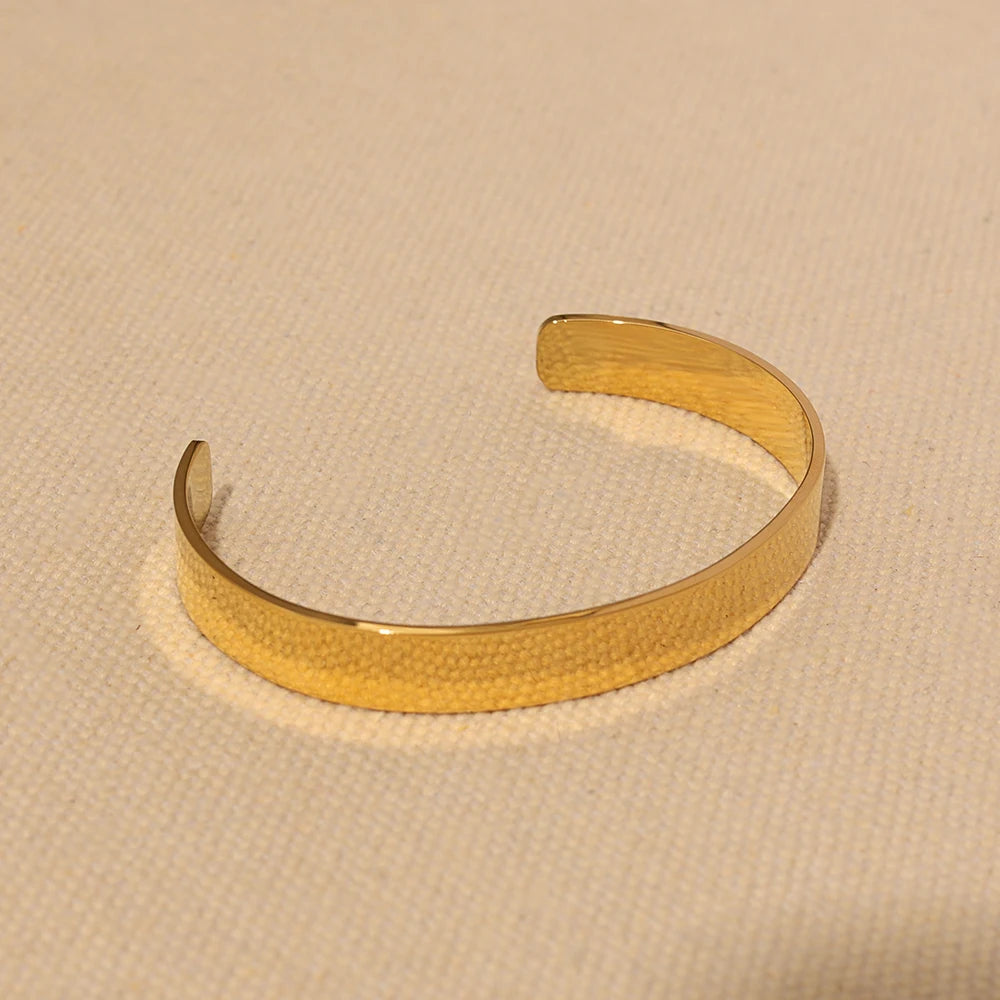 Simple All-match Plain Adjustable Bangle Factory Wholesale Quality Waterproof Stainless Steel 18k Gold Plated Blank Bracelet