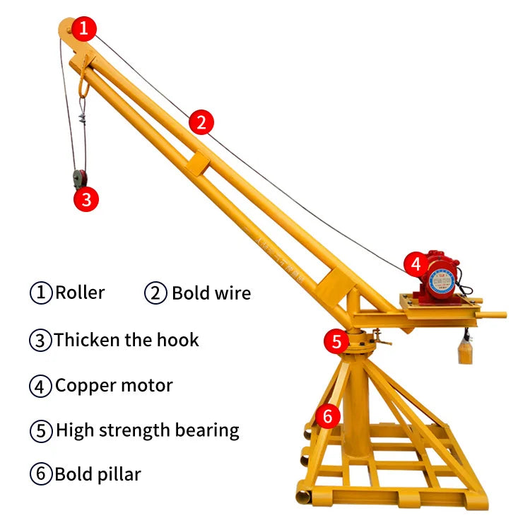 Mini 360 Degree Rotating Lifting Construction Material Hoist Truck Small Mini Crane Customized Industry Mobile Restaurant 200