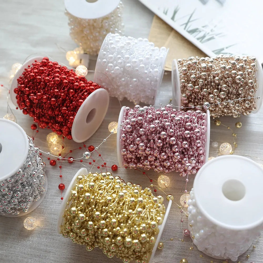 New Artificial Pearl Beads Garland Plastic Pearl Strands Chain Pearl String for Wedding Decoration Party Flower DIY Supplies