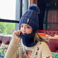 Customized Women Winter Hat Scarf Ladies Knitted Beanie Hat Scarves Set