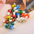 JF8400 Chic Cute Gold Bail Multi Colored Rainbow Glaze Lampwork Glass Polka Dots Evil Eyes Mushroom Charm Pendants