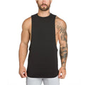 Summer Gym Fitness Sleeveless T Shirt Big Open Side Cut off Cotton Quick Dry Loose Fit Soft Sportswear Knitted Casual Style