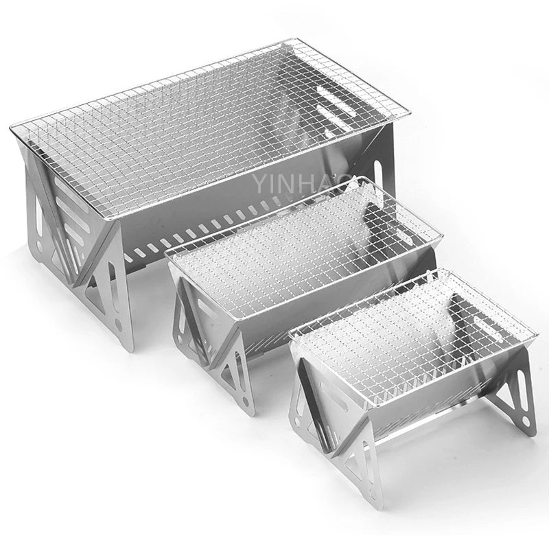 Hot Selling Portable Charcoal Grill Small BBQ Grill Tabletop Fire Pit Stainless Steel Folding Camping Grill