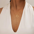 Joolim Jewelry Dainty Cross Link Chain Y Tassel Necklace 18K Gold Plated Stainless Steel Adjustable Trendy Circle Necklace