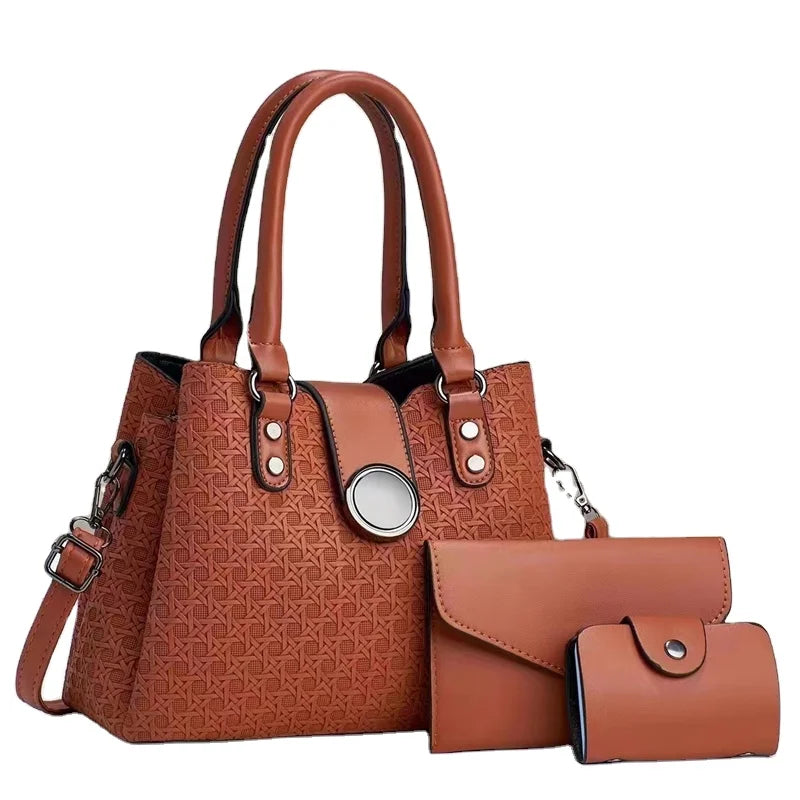 Three Piece Set of New Versatile Diamond Shaped Fashionable Retro Simple Elegant Temperament Bags for Women