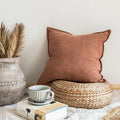 Country Style Solid Custom Cotton Sand Washed Linen Oxford 20 Pillow Cushion Cover for Home Decor Sofa Decorative