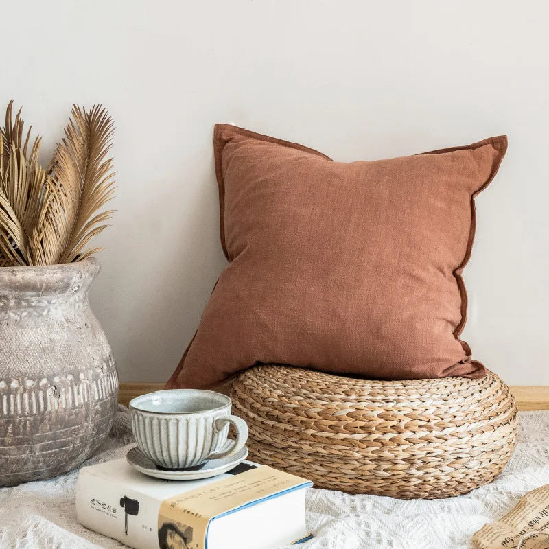 Country Style Solid Custom Cotton Sand Washed Linen Oxford 20 Pillow Cushion Cover for Home Decor Sofa Decorative