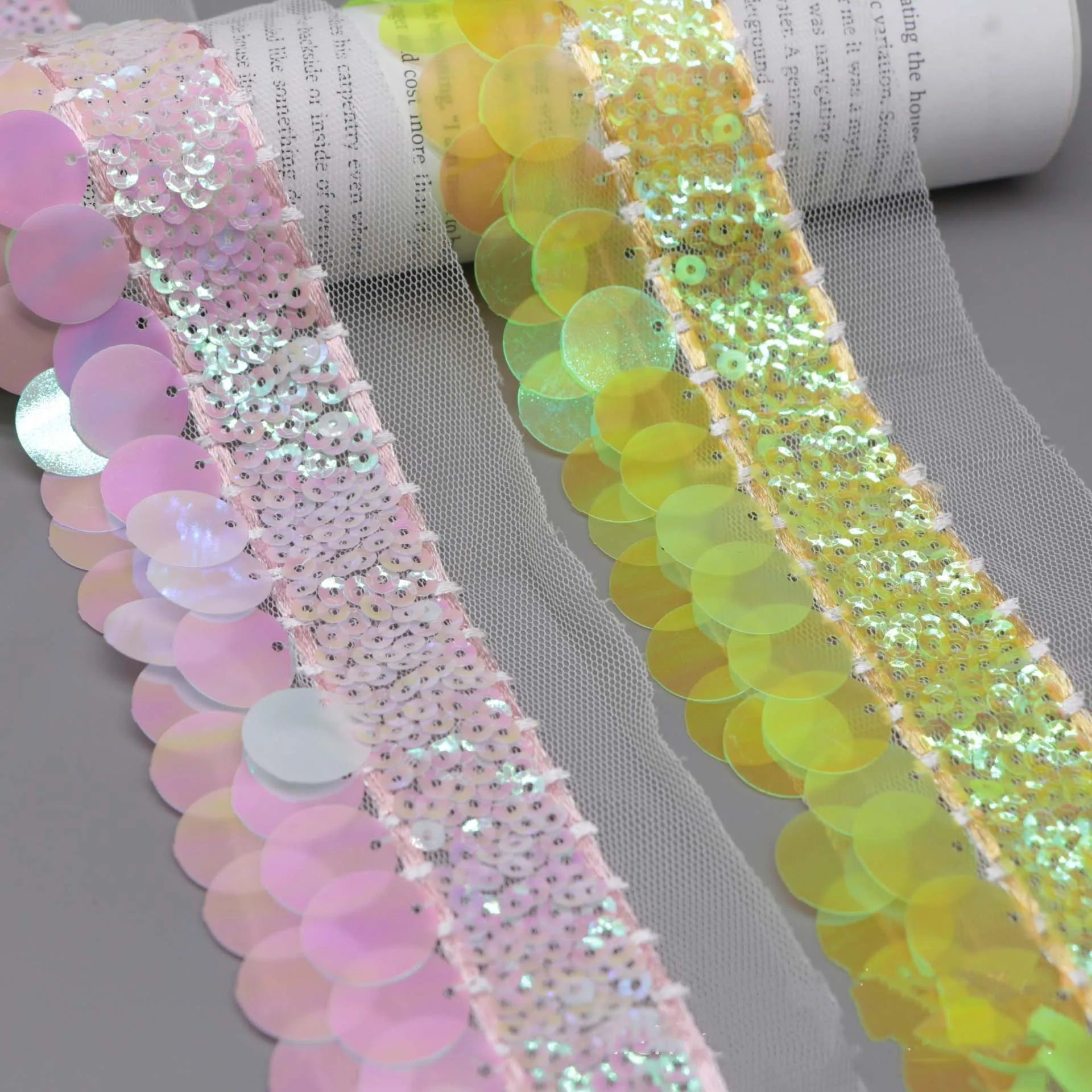 Diy Sewing Dress Sequined Lace Tassel Fringe Trims Beaded Mesh Trimming Fabric for Costume 7cm Wide