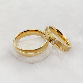 Designer Anniversary Commitment 2pcs Promise Couples Wedding Engagement Finger Rings Bridal Sets 18k Gold Plated Jewelry