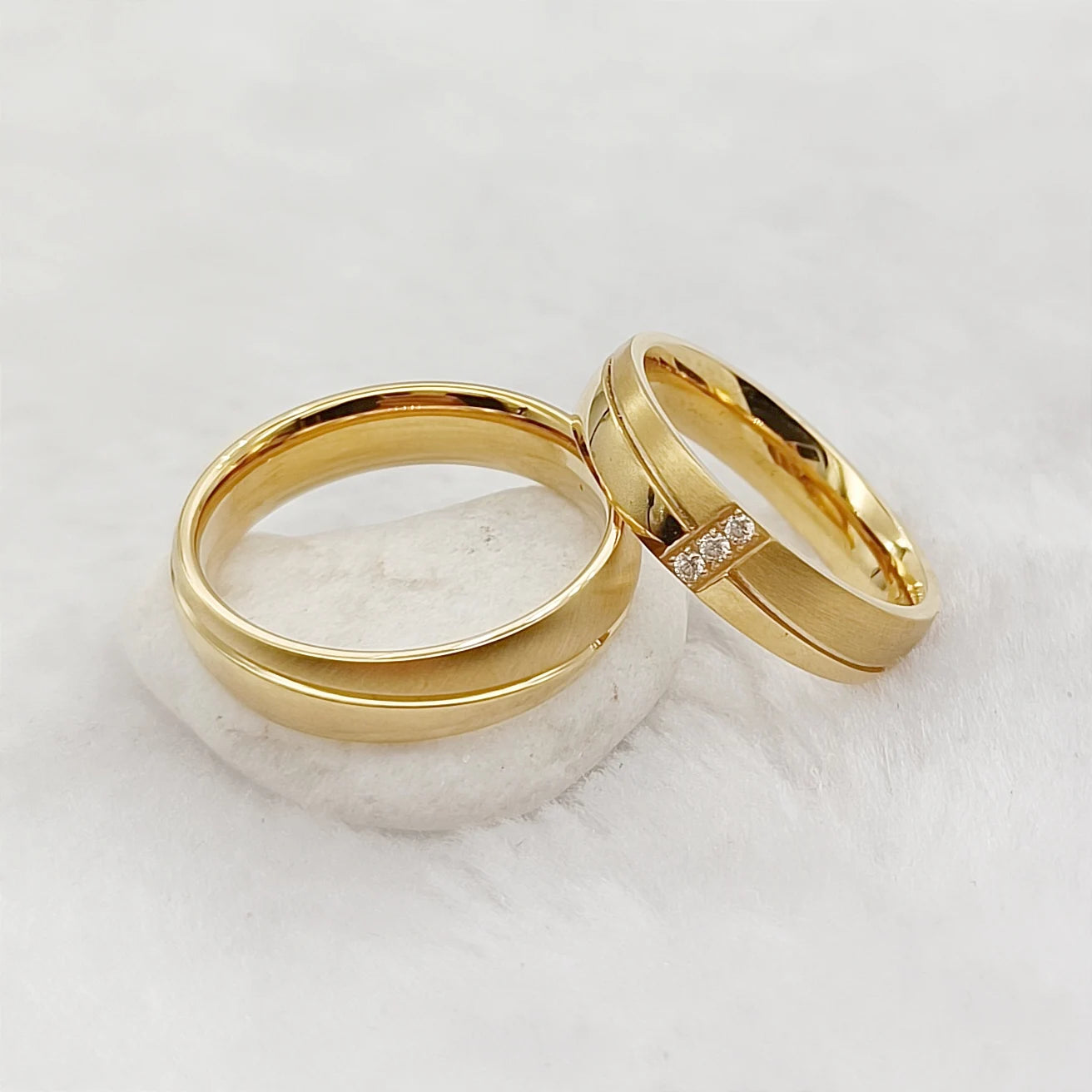 Designer Anniversary Commitment 2pcs Promise Couples Wedding Engagement Finger Rings Bridal Sets 18k Gold Plated Jewelry