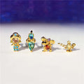 SP Korean New Cartoon Fashion Zircon Princess Studs 18K Gold Plated Zircon Stud Earrings