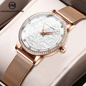 HANNAH MARTIN Luxury Japan Quartz Movement 34MM Waterproof Bar Wrist Watches for Women With Leather Strap