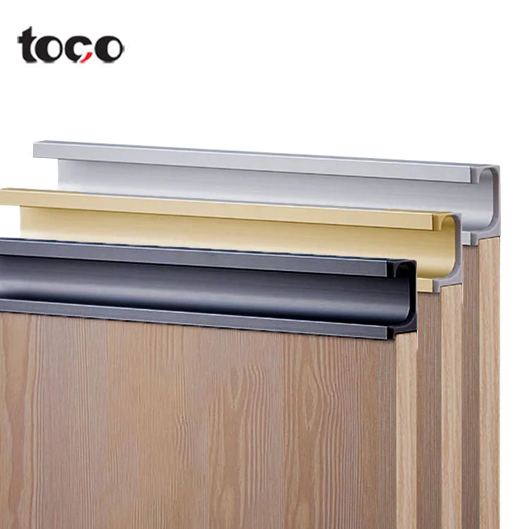 Aluminum Metal Hidden Drawer Hardware Kitchen Cabinet Door Edge Pull Concealed Handles  Gold Solid Brass Lip Pulls for Wardrobe
