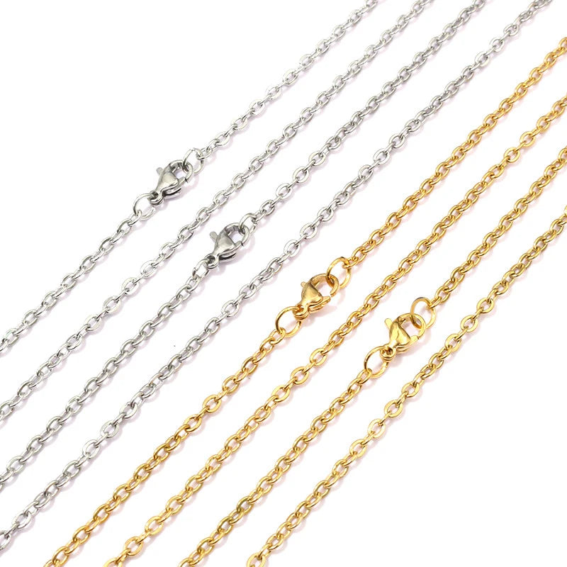 5pcs/lot 3x2mm Man Women Chain Necklace 316L Stainless Steel O Link Pendant Necklace Fashion Jewelry 50CM 70CM Long