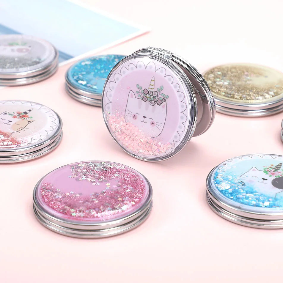 Quicksand Liquid Glitter Mirror Looking Glass Series Pocket Mirror Shiny Mirror Glass Sand