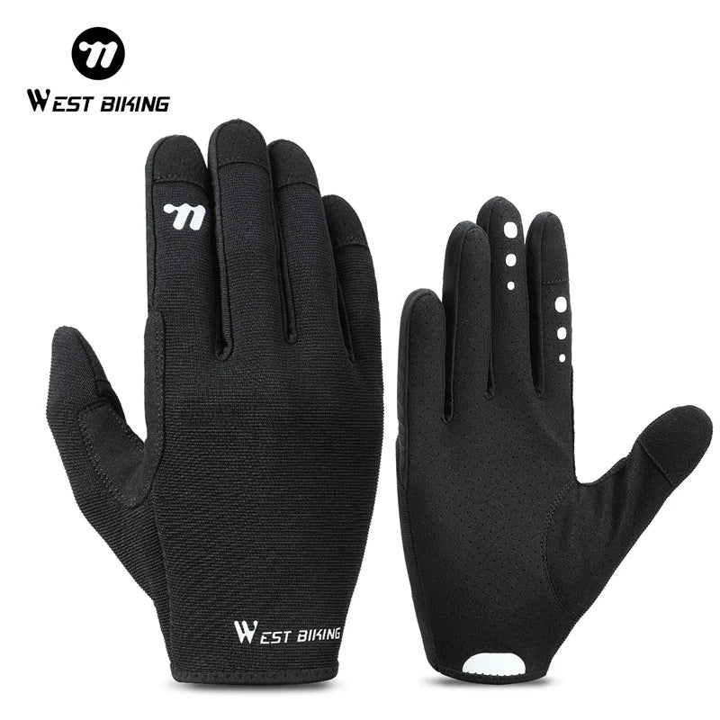 WEST BIKING Spring Autumn Unisex Full Finger Cycling Gloves Touch Screen Bike Gloves Road MTB Bicycle Sports Gloves MegaBDM