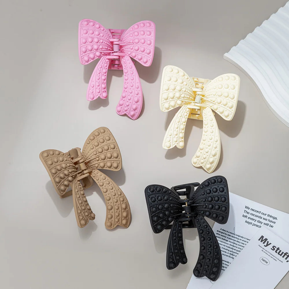 Factory Wholesale Sweet Fashionable Women Claw Clips Brown Shark Brown Bowknot Hair Clip Claw Promotional Hairpins