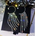 New Luxury Shining Zircon Rhinestone Long Tassel Ear Clip Ear Cuff Exquisite Vintage Clip Earrings Fashion Wedding Party Jewelry