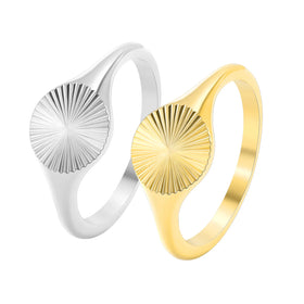 Anillos De Acero Inoxidable Trendy Fashion Jewelry Stainless Steel 18K Gold Plated Sun Pattern Rings