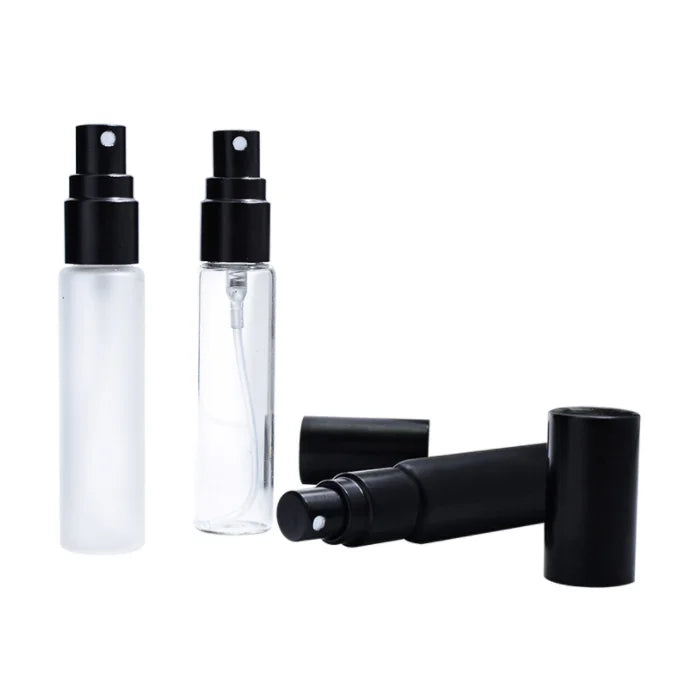 Stock Thin Empty Perfume Glass Spray Bottle 10ml Frosted Matte Black Skincare Toner Cosmetic Packaging