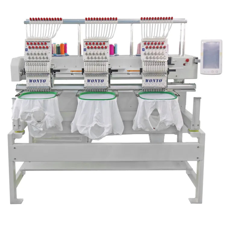 Easy Operation High Efficiency Automatic Trimming 3 Heads Embroidery Machine for Cap Tshirt Finished Garment Flat Embroidery