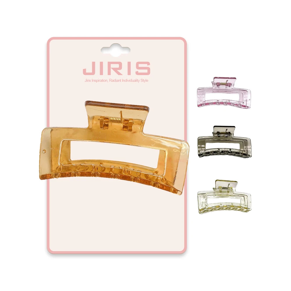 JIRIS Custom Rectangle Side Plain Geometric European-American Style Claw Hair Clips Jiris-1415 Wholesale Candy Color Transparent