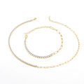 Stainless Steel Tennis Chain Necklace Bracelet Jewelry Sets 18K Gold Plated Chain with Zircon Necklace for Women
