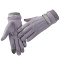 Wholesale Fashion Fleece Plush Lining Winter Men Warm Suede Riding Gloves With Touch Screen