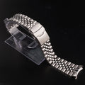 Rolamy 22mm Solid 316L Steel Jubilee Bracelet Watch Band Strap Luxury Silver 22mm Curved End Links Double Push Clasp Compatible