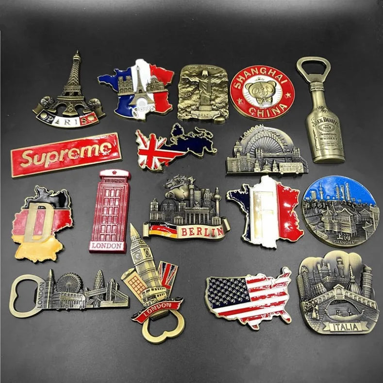 3D Architectural Signs Bottle Opener Fashion-Theme Travel Souvenir Decorative Gift with Refrigerator Magnets Casted in Metal