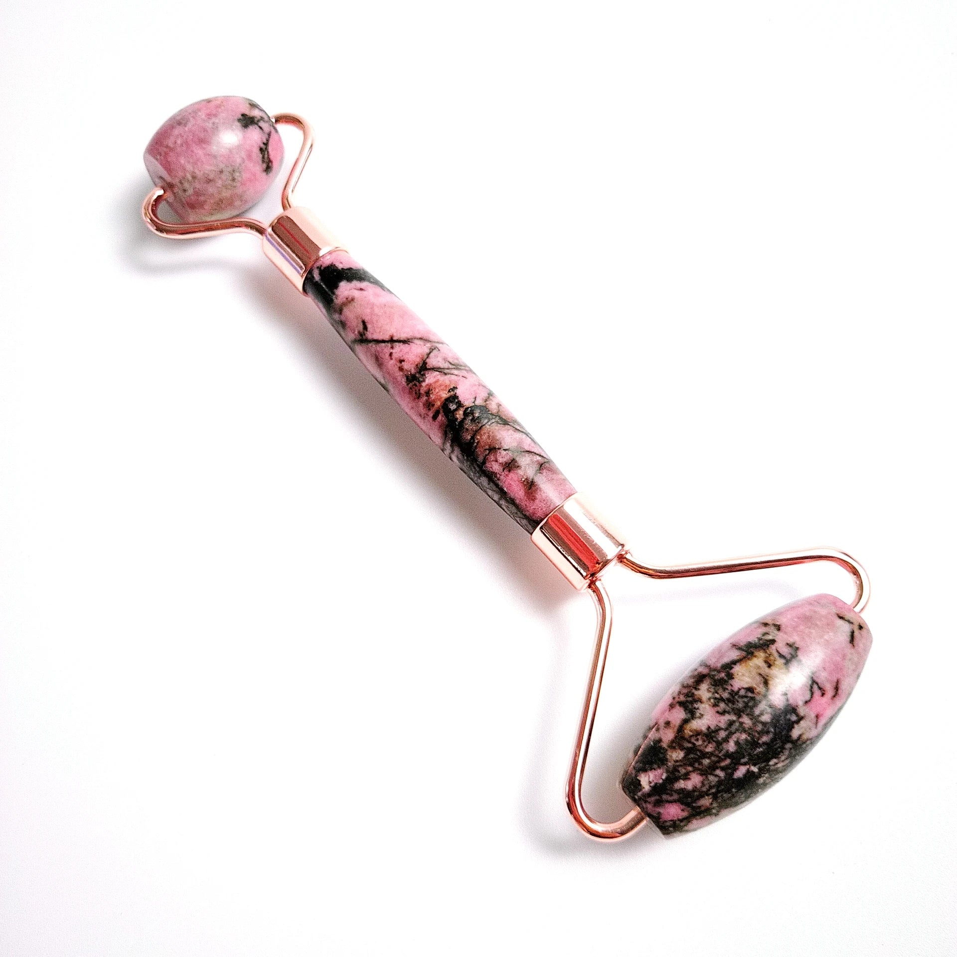 Crafts Diy Natural Made Rhodonite Jade Roller for Sale Rose Gold Facial Roller