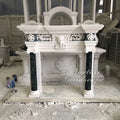 Modern Indoor Decorative French Style Freestanding Cast Stone White Marble Fireplace Surround Mantels Carving Flower Sculpture