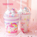 Cartoon Plastic Water Cup Straw Cup Casual Cup pink Color Girls Like Cute Crystal Water Bottle CUP1563