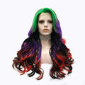 Celebrity Wig Cosplay Long Curl  Dyed Green Purple Red Black Color Daily Life Wearing Matte  Fiber Synthetic Lace Front Wigs