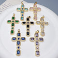 Wholesale Custom Vintage Metal Zircon Cross Pendants Charms for Jewelry Making Hip Hop Necklace Accessories