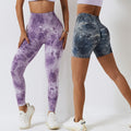 Janya Women's High Waist Seamless Yoga Shorts Tie Dye Scrunch Butt Lift Compression Sports Leggings Spandex Gym Plus Size
