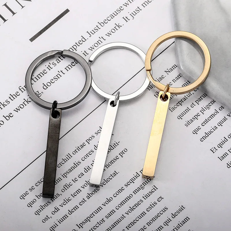 Simple Rectangular Keychain Stainless Steel Key Chain Laser-engraved Diy Custom Metal Key Chains MegaBDM