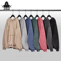 Custom Logo Men's Vintage Solid Hoodie 100% Organic Cotton Washed Heavyweight Plain Pullover Winter Eco-Friendly Fashion