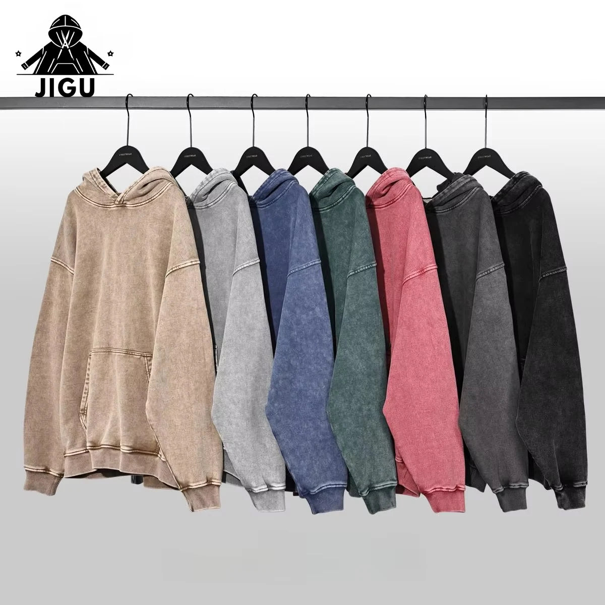 Custom Logo Men's Vintage Solid Hoodie 100% Organic Cotton Washed Heavyweight Plain Pullover Winter Eco-Friendly Fashion