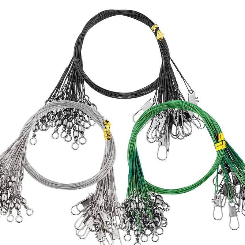 Outdoor Fishing Anti-bite Wire Steel Anti-wrap Braided Wire Leader With Swivel Anti-bite Fishing Line Fishing Gear Accessory