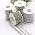 HFOUR White Loose Glass Crystal Rhinestone Cup Chain with Silver Base Single/Double/Three Rows Wide and Dense Flatback