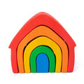 Auvewilo Rainbow House Montessori Wooden Building Blocks for 2-7 Years Old Early Education Stacking Toys Unisex