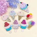 CN Summer Lovely Glitter Ice Cream Hair Pins Sparkly Glitter Hair Clip  Pastel Mesh Flower Hair Clip Princess Gift Accessories