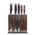 Professional 6-Piece 3Cr13 Stainless Steel Hammered Pattern Kitchen Knife Set Pakka Wood Handle Ambidextrous Design for Daily