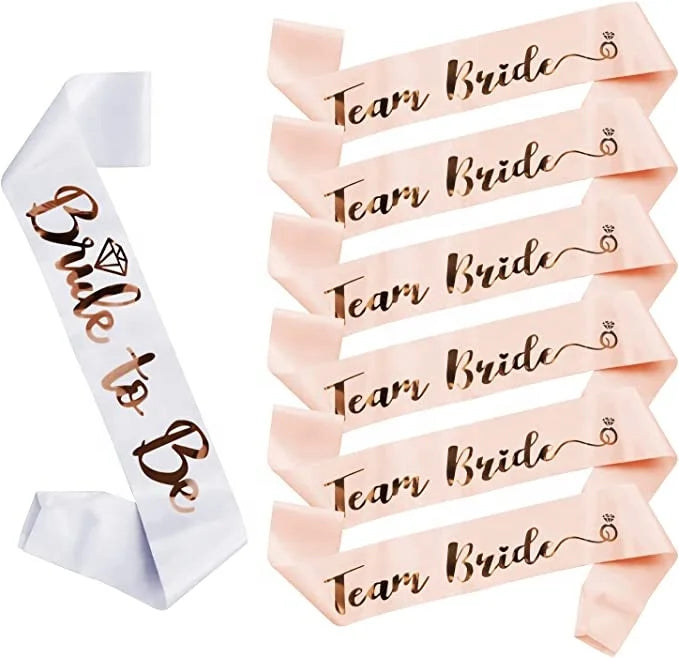 Bachelorette Party Decorations Black & White Bride Team Bride Sash 80cm Cloth Bridesmaid Favors Supplies for Valentine's Day
