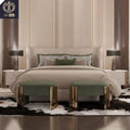Modern Luxury King-size Bed with Spugna Foshan Leather Upholstery Grigia and Nera From Camera Da Letto Collection
