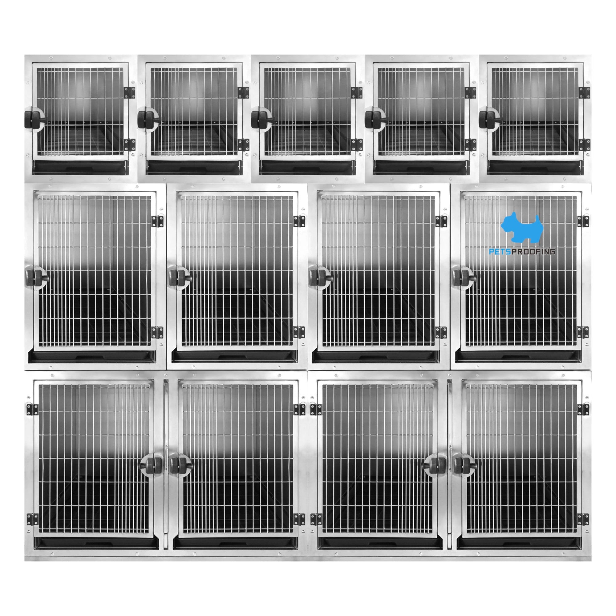 Hot Sale Petsproofing Multifunction Veterinary ICU Cage Stainless Steel Dog & Cat Kennel with Animal Pattern for Pet Owners