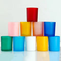 Wholesale 10oz 14oz Multicolor Frosted Black Candle Jars Vessels with Bamboo Wood Metal Lid for Making Candles