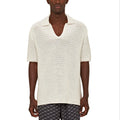 Logo Custom Design Summer Hollow Out Button up Knit Sweater Polo  Short Sleeve  Knitwear T-shirt Knitted Mens Crochet Shirt