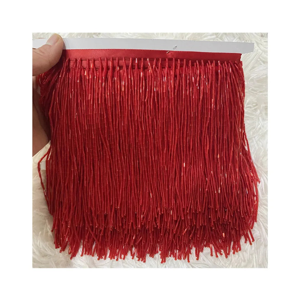 5meters Wholesale 15cm(6inches) Heavy Glass Gold Silver and Black Color Seed Beaded Fringe Lamp Costume Trim Crafts
